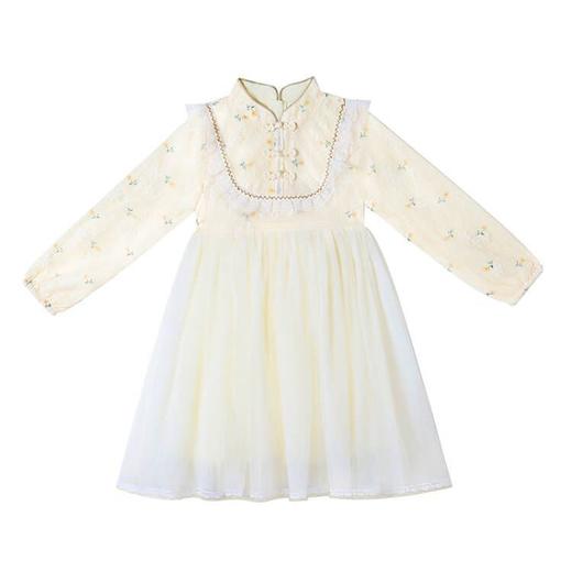 【古典韵味旗袍公主裙】女童连衣裙春秋装旗袍中国风儿童唐装公主网纱裙红色演出汉服裙子 商品图4