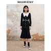 MAXRIENY法式浪漫复古翻领鱼尾连衣裙2023秋冬新款小黑裙修身裙子(货号:MS88DR511) 商品缩略图1
