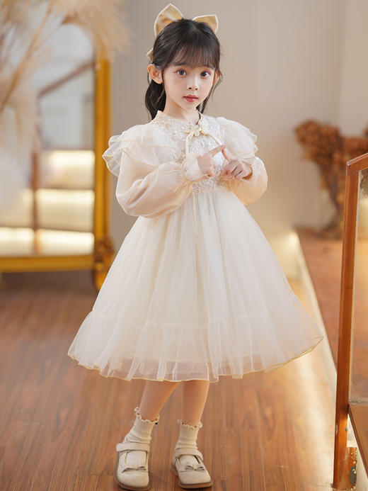 【珠片绣花旗袍公主裙】女童新款连衣裙春装洋气宝宝旗袍公主裙长袖儿童新中式礼服蓬蓬裙 商品图1