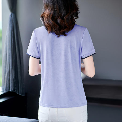 SP-885短袖女t恤夏季新款洋气印花冰丝薄款polo领大码宽松运动上衣 商品图3