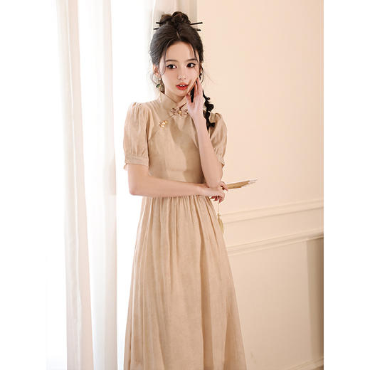 LSB-暗香浮动 2634 绿色小清新旗袍少女年轻款新中式改良连衣裙日常可穿茶服夏季 商品图3