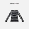 COCO ZONE2024条纹长袖T恤圆领开襟设计简约穿搭上衣24C10239 商品缩略图1