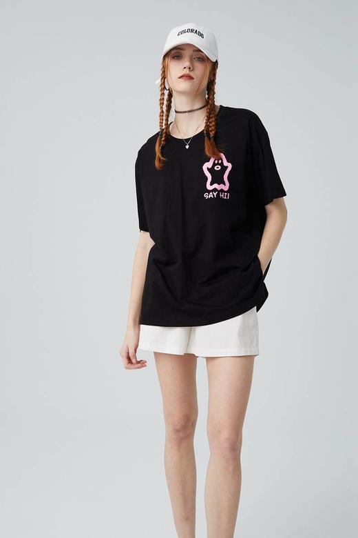 水淼2024夏新款纯棉宽松印花小怪兽减龄T恤8039 商品图2