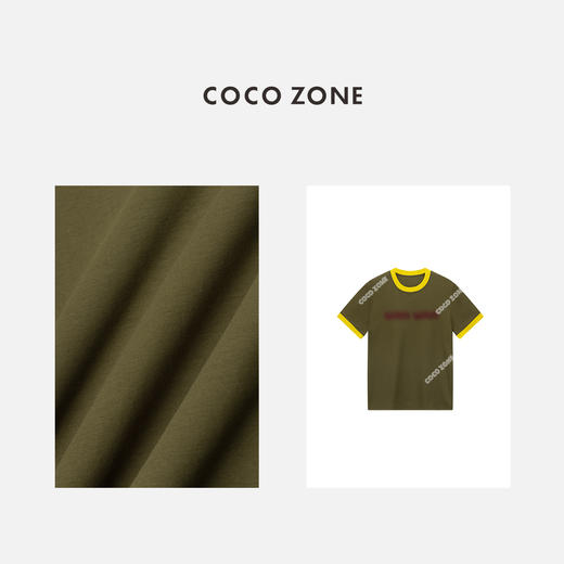 COCO ZONE夏季撞色圆领短袖T恤字母设计百搭上衣CC1B0781 商品图2
