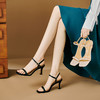 【预售5天】chic简约法式，一字扣带露趾粗跟凉鞋QS&9976 商品缩略图0