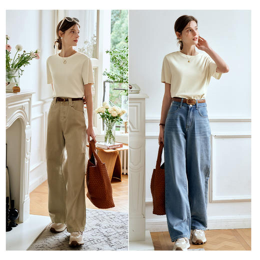 OLrain欧芮儿香草色短袖T恤女夏季2024年新款高级百搭宽松上衣 商品图4
