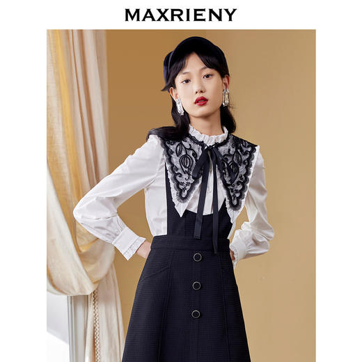 MAXRIENY复古A字公主裙秋季华夫格伞摆背带短裙(货号:MC87SK533) 商品图3