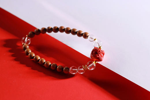 LSTX0215°印度老山檀香|白水晶手链手串 商品图2