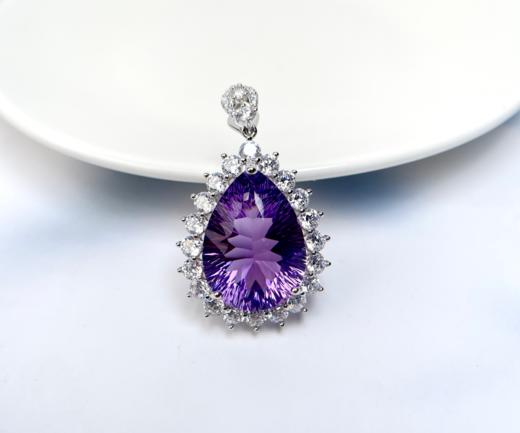 S925紫水晶吊坠-全包水滴19*27 商品图0