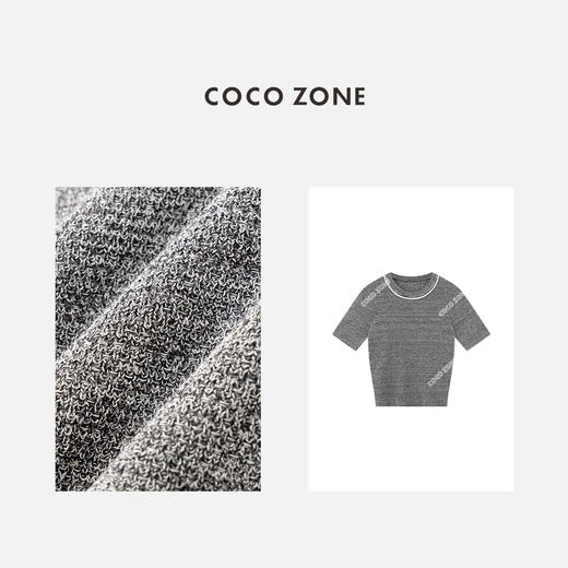 COCO ZONE2024气质穿搭圆领短袖毛针织衫百搭通勤上衣CC2B0475 商品图2