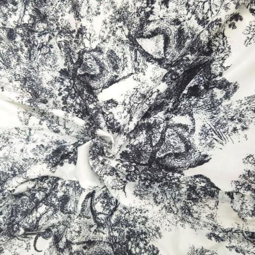 【国潮风水墨画冰丝家居服四件套】女夏薄款宽松大码睡衣复古印花套装性感蕾丝家居服 商品图2