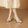 【预售5天】法式一字带镂空蝴蝶结，方头仙女风高跟凉鞋HY&H3381 商品缩略图4