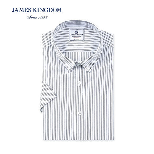 占姆士夏季棉质条纹衬衫男士短袖商务休闲半袖 商品图4