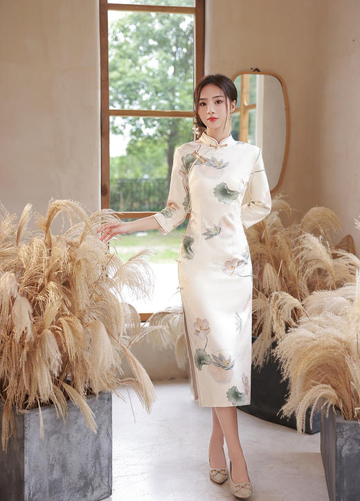 中式国风淡雅，七分袖气质年轻款改良旗袍CC8541 商品图1
