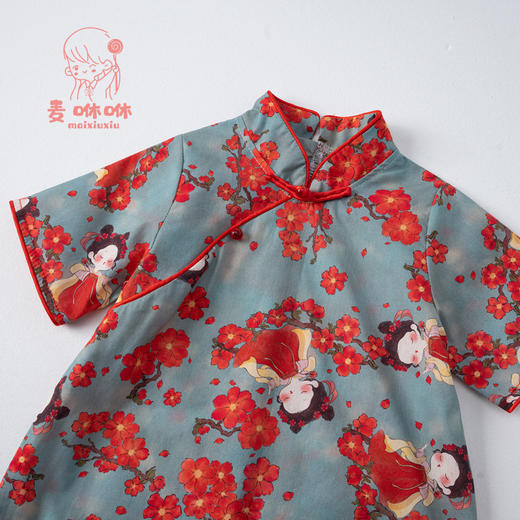 【女童国风连衣裙】2024麦咻咻女童旗袍夏季中国风复古连衣裙宝宝汉服儿童薄款短袖 商品图2