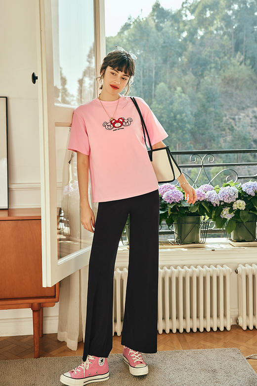 OLrain欧芮儿法式冰丝休闲裤女春季2023年新款直筒阔腿薄款针织裤 商品图11