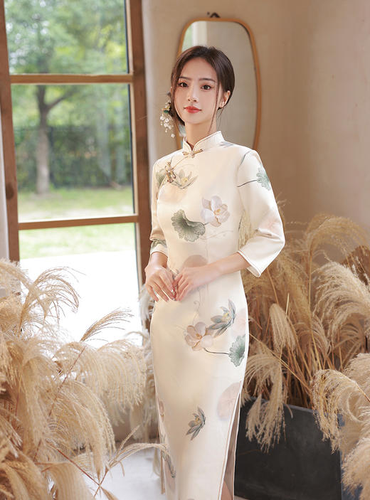 中式国风淡雅，七分袖气质年轻款改良旗袍CC8541 商品图2
