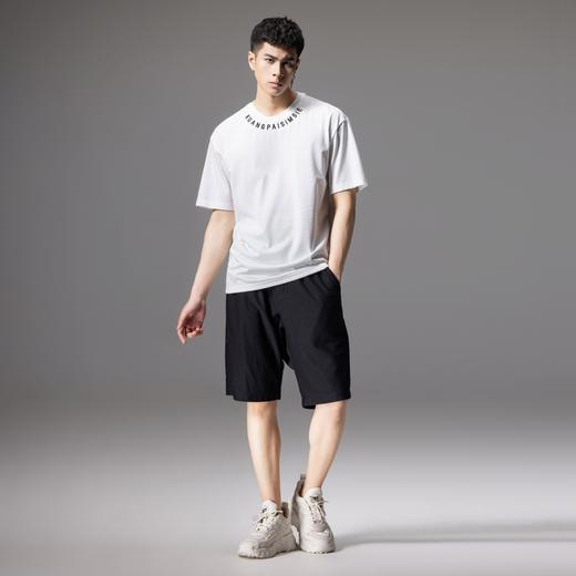 PINLI品立夏季新款肌理针织直筒短裤潮牌男士黑色休闲五分裤B242117054 商品图4