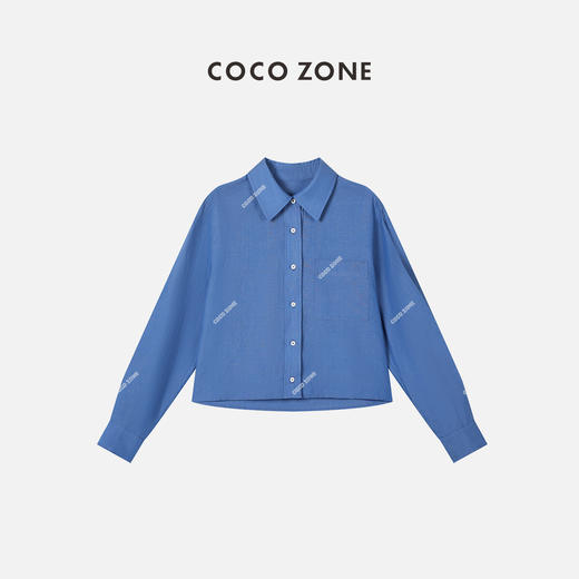 COCO ZONE 莱塞尔天丝亚麻经典款POLO领长袖衬衫CC1B0707 商品图0