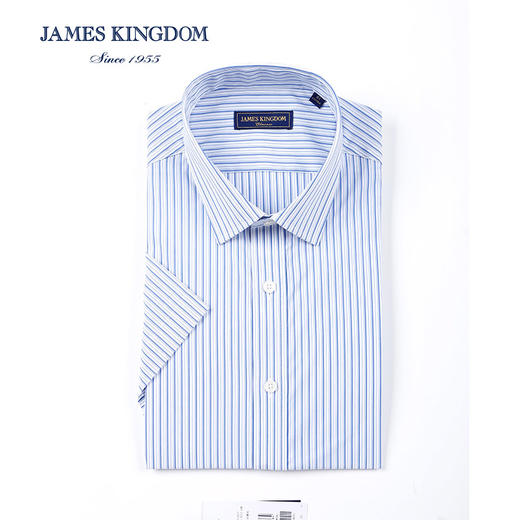 占姆士夏季棉质条纹衬衫男士短袖商务休闲半袖 商品图1