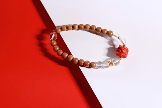 LSTX0215°印度老山檀香|白水晶手链手串 商品图0