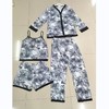 【国潮风水墨画冰丝家居服四件套】女夏薄款宽松大码睡衣复古印花套装性感蕾丝家居服 商品缩略图1