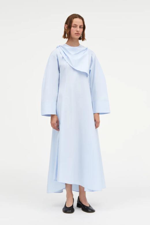 Mark Kenly Domino Tan  婴儿蓝/白色缀珍珠DAISY领巾衬衫裙 商品图9