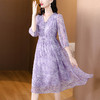 AHM-8125法式温柔风紫色碎花连衣裙新款时尚洋气甜美减龄中长裙 商品缩略图2