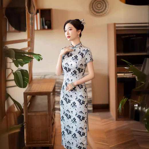 2024春季新款丝绸双层长日常修身素雅气质宴会旗袍ZA-5229 商品图2