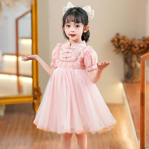【古典韵味旗袍公主裙】女童连衣裙春秋装旗袍中国风儿童唐装公主网纱裙红色演出汉服裙子 商品图11