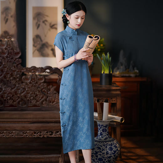 古法一片式开襟民国风老上海旗袍素雅日常可穿BJS8134 商品图1