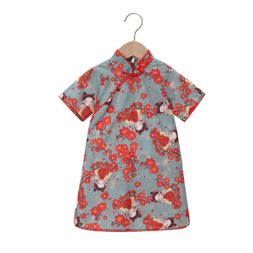 【女童国风连衣裙】2024麦咻咻女童旗袍夏季中国风复古连衣裙宝宝汉服儿童薄款短袖 商品图4