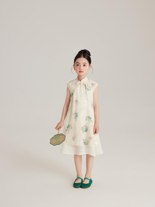【新中式刺绣旗袍】 2024夏季新款儿童旗袍布丁哈鲁新中式女童旗袍女宝宝复古风连衣裙 商品图1