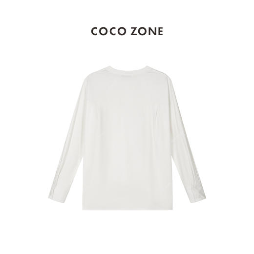 刘一一&COCO ZONE秋装长袖T恤下摆两边开衩设计罗纹圆领23C19102 商品图1