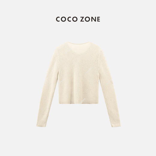 COCO ZONE莱塞尔棉混纺新中式盘扣针织衫圆领长袖上衣CC1A0597 商品图1