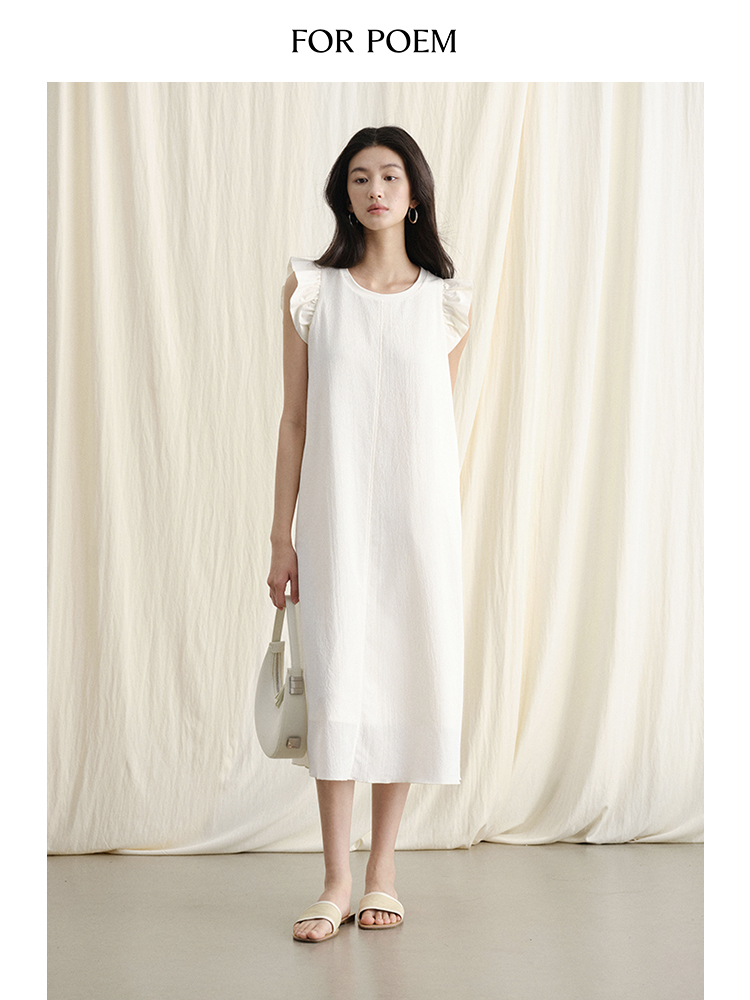 ForPoem 现货 24/SS原创设计百搭显瘦小飞袖针织拼接连衣裙