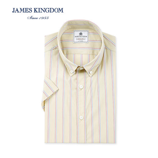 占姆士夏季棉质条纹衬衫男士短袖商务休闲半袖 商品图2