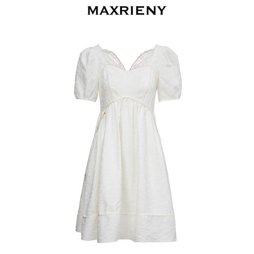 MAXRIENY蝴蝶仙子连衣裙夏白色方领娃娃短裙显瘦(货号:MC87DR323) 商品图4