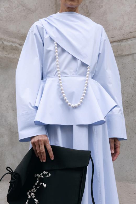 Mark Kenly Domino Tan  婴儿蓝/白色缀珍珠DAISY领巾衬衫裙 商品图8