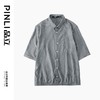 PINLI品立2024夏季新款男士尖领休闲条纹中袖衬衫上衣B242113065 商品缩略图4
