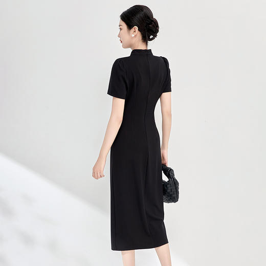 复古新中式，改良针织弹力显瘦遮肉连衣裙WLZD-2413203 商品图1