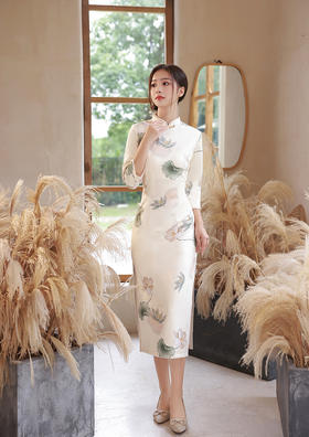 中式国风淡雅，七分袖气质年轻款改良旗袍CC8541