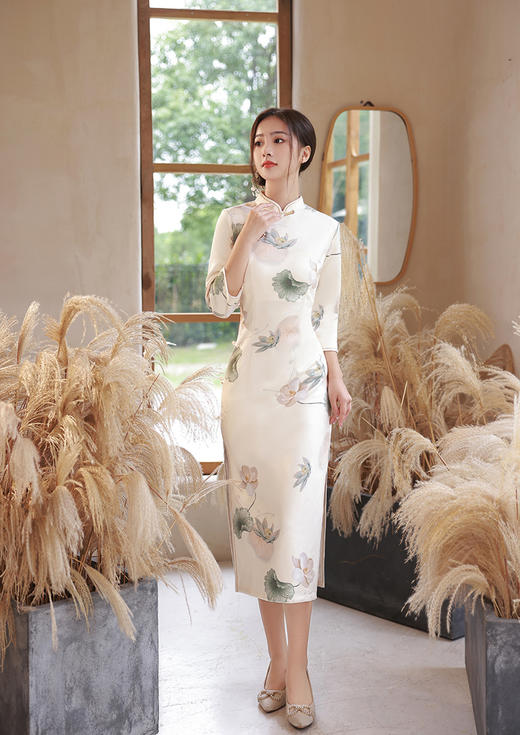 中式国风淡雅，七分袖气质年轻款改良旗袍CC8541 商品图0