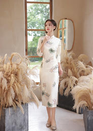 中式国风淡雅，七分袖气质年轻款改良旗袍CC8541