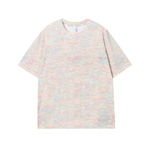 T719夏季新款彩虹编织男女短袖时尚百搭T恤潮流休闲宽松上衣 商品图1