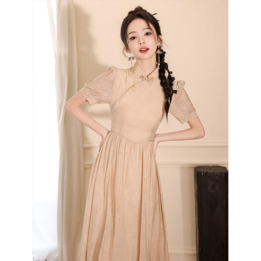 LSB-暗香浮动 2634 绿色小清新旗袍少女年轻款新中式改良连衣裙日常可穿茶服夏季 商品图1