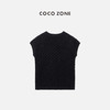 COCO ZONE2024夏季纯色镂空透气波浪边无袖针织衫上衣CC1A0488 商品缩略图1