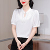 KQL-6983新中式国风立领短袖衬衫女夏季新款漂亮洋气复古盘扣雪纺上衣 商品缩略图0