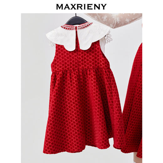 MAXRIENY女童装春款新年红无袖连衣裙翻领娃娃裙(货号:MK87DR001) 商品图3