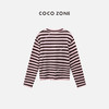 COCO ZONE2024春季百搭圆领长袖毛针织衫条纹短款上衣CC1A0377 商品缩略图1